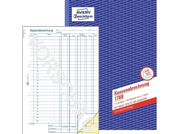 Avery Zweckform - Kontantrapport - 40 ark - A4 (210 x 297 mm) - dublett - karbonfri