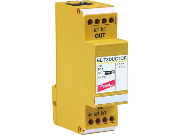 DEHN BVT TC 1, 130 V, 0,2 A, Gult, Termoplast, 27 mm, 58 mm