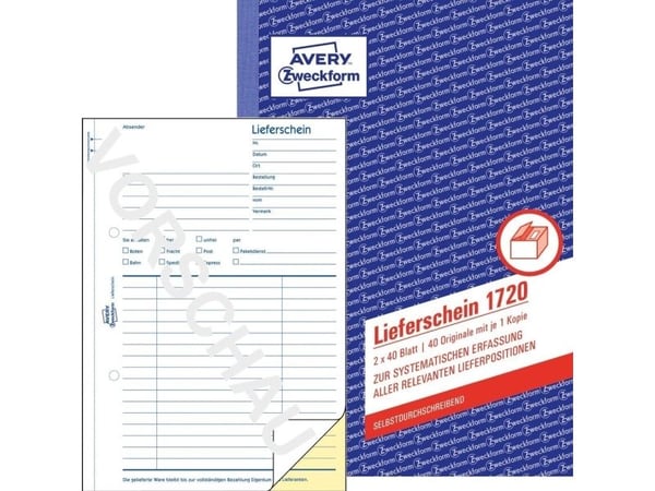 Avery Zweckform - Leveringsskjema - 40 ark - A5 (148 x 210 mm) - dublett - karbonfri