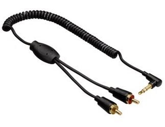 Hama "Flexi-Slim" - Lydkabel - mini-phone stereo 3.5 mm hann til RCA hann - 75 cm - skjermet - svart - 90° kontakt