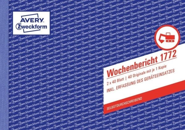 Avery Zweckform - Ukerapport - 40 ark - A5 (148 x 210 mm) - landskap - dublett - karbonfri