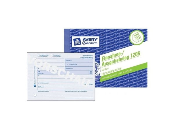 Avery Zweckform - Inntekts/utgifts-kupong - 50 ark - A6 (105 x 148 mm) - landskap