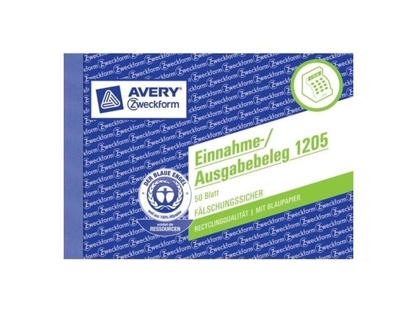Avery Zweckform - Inntekts/utgifts-kupong - 50 ark - A6 (105 x 148 mm) - landskap