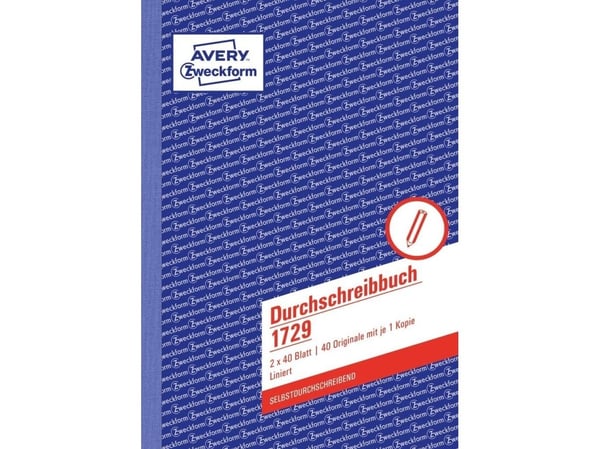 Avery Zweckform - Dupliseringsbok - 40 ark - A5 (148 x 210 mm) - dublett - karbonfri