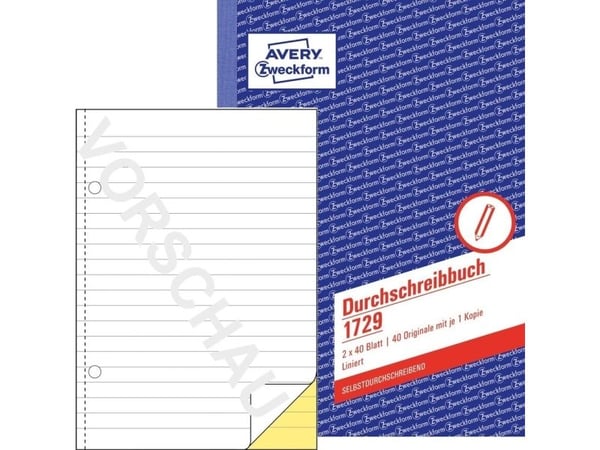 Avery Zweckform - Dupliseringsbok - 40 ark - A5 (148 x 210 mm) - dublett - karbonfri
