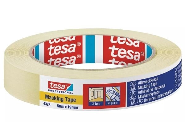 TESA 4323, Yleiskäyttöinen maalarinteippi, Paperi, Beige, Keraaminen, Lasi, Metalli, Muovi, Puu, Yleiskäyttöinen, Universal, Universal