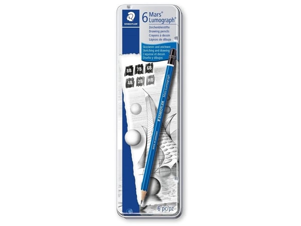 STAEDTLER Mars Lumograph - Blyant - grafitt - 2H, 4B, 6B, 7B, 8B, HB - 2 mm (en pakke 6)