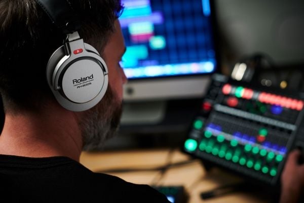Roland RH-200S, Koblet med ledninger (ikke trådløs), Musikk, 20 - 20000 Hz, Hodetelefoner, Sort, Sølv