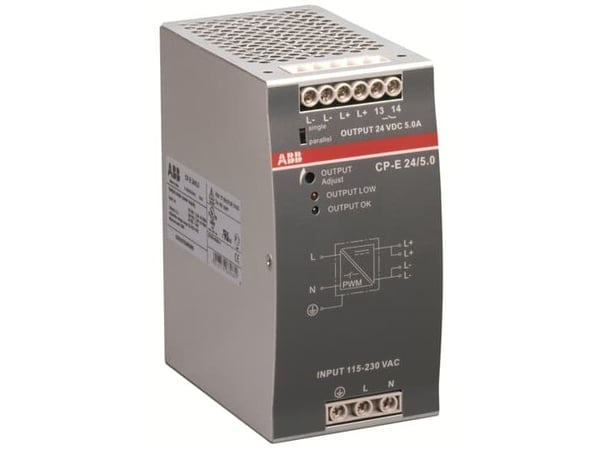 ABB CP-E 24/5.0, Innendørs, 115/230 V, 47 / 63 Hz, 120 W, 24 V, 5 A