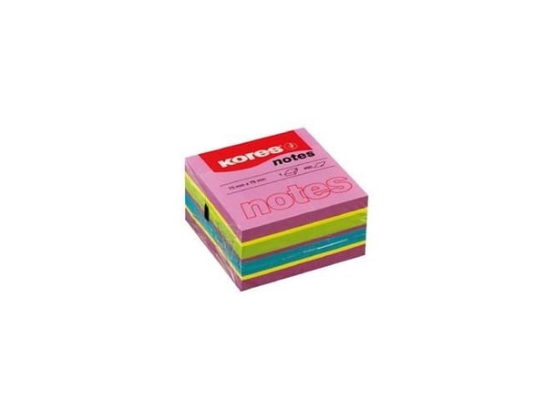 Kores Sticky Notes Cube "Spring", 75 x 75 mm, 4 assorterte farger: fiolett, gul, grønn, blå - 1 stk (N48464)