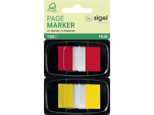 Sigel HN496, Fleksibelt bokmerke, Rød, Gult, 69 mm, 39 mm, 100 stykker, Løsemiddel