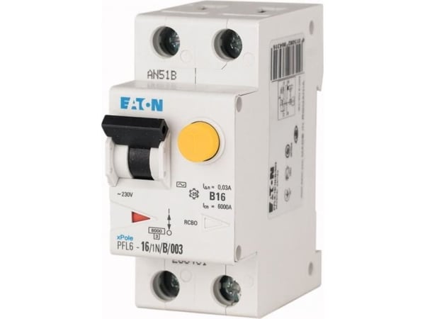 Eaton vikavirtasuojakatkaisija 1P+N 40A 0,03A tyyppi AC PFL6-40/1N/C/003 286471