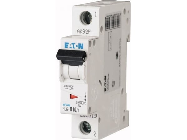 Eaton Miniature circuit breaker 1P B 10A 6kA AC PL6-B10/1 286519