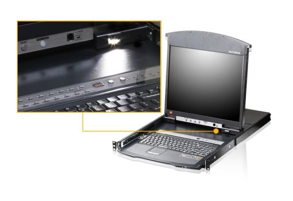ATEN KL1508AiN - KVM-konsoll med KVM-svitsj - 8 porter - PS/2, USB - kan monteres i rack - 1280 x 1024