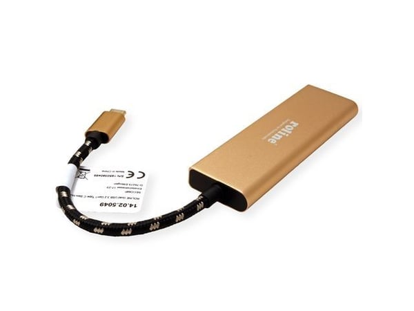 ROLINE 14.02.5049-5, USB 3.2 Gen 1 (3.1 Gen 1) Type-C, USB 3.2 Gen 1 (3.1 Gen 1) Type-C, 5000 Mbit/s, Gull, Akrylonitril-butadien-styren (ABS), Alu...