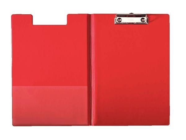 LEITZ utklippstavlemappe, DIN A4, PP-film, rødt pappdeksel, med klemmemekanisme, innerlomme i (3960-00-25)
