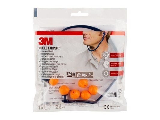 3M 1310C1, Gjenbrukbar øreplugg, Blå, Gult, 26 dB, 87 dB, Polybag