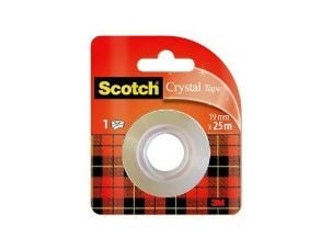 Scotch Crystal selvklebende film, gjennomsiktig, 19 mm x 25 m, svært gjennomsiktig, enkel og støyfri utrulling - 12 stykker (6-1925R)