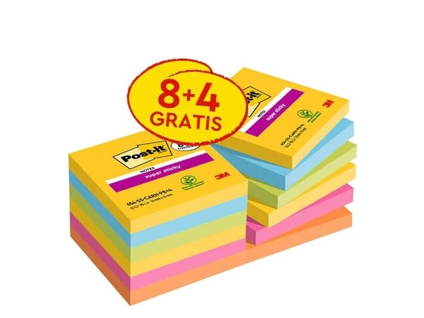 3M 7100259227, firkant, Blå, Grønn, Oransje, Rosa, Gult, Papir, 76 mm, 76 mm, 90 ark