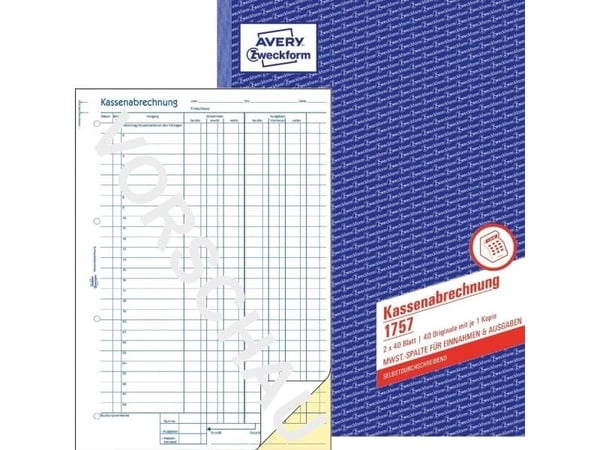 Avery Zweckform - Kontantrapport - 40 ark - A4 (210 x 297 mm) - dublett - karbonfri