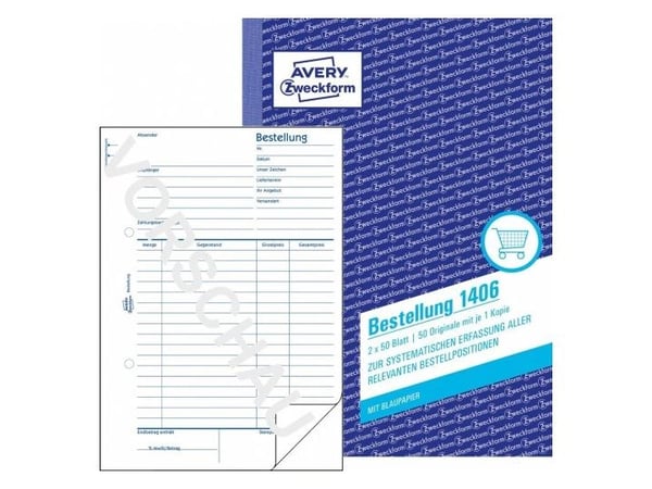 Avery Zweckform - Bestillingsskjema - 50 ark - A5 (148 x 210 mm) - dublett - karbonfri