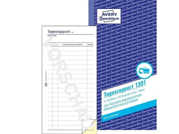 Avery Zweckform - Dagsrapport - 50 ark - Kopia - självkopierande