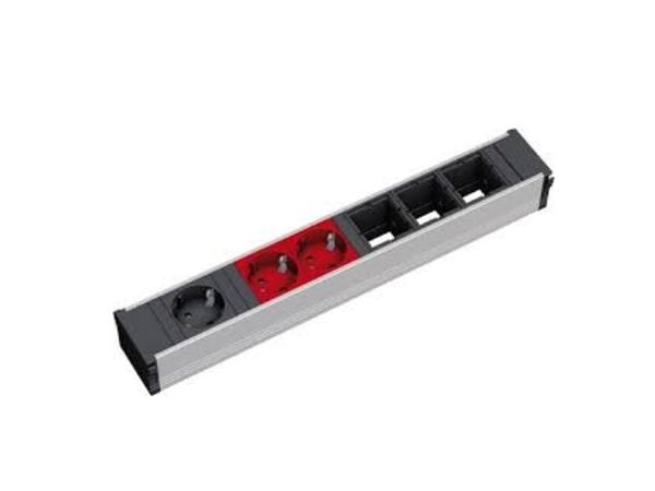 Bachmann 912.024, 0,2 m, Musta, Harmaa, Alumiini, 3 AC-pistorasia(a), 356 mm, 1 kpl