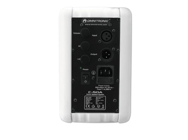 Omnitronic 11036717, 2-suuntainen, 2.0 kanavaa, Langallinen, 50 W, 50 - 20000 Hz, Valkoinen