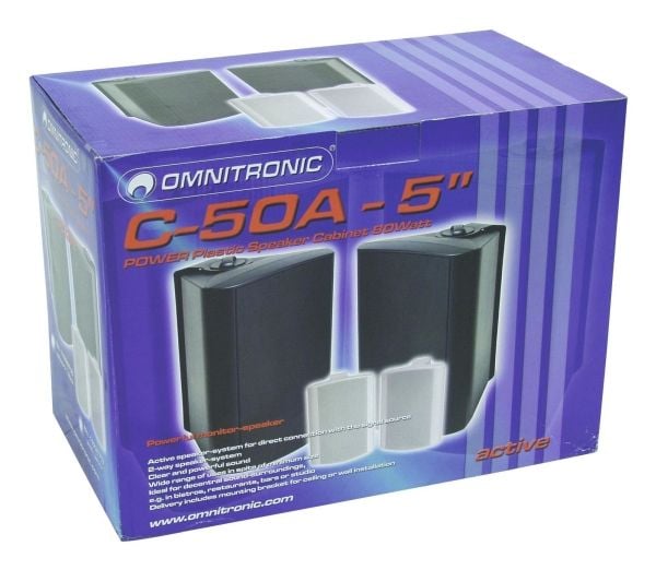 Omnitronic 11036717, 2-suuntainen, 2.0 kanavaa, Langallinen, 50 W, 50 - 20000 Hz, Valkoinen