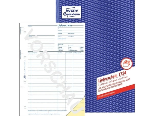 Avery Zweckform - Leveringsskjema - 40 ark - A4 (210 x 297 mm) - dublett - karbonfri