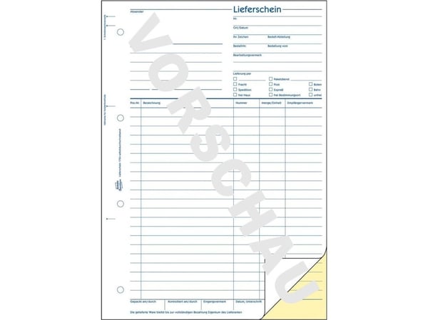 Avery Zweckform - Leveringsskjema - 40 ark - A4 (210 x 297 mm) - dublett - karbonfri