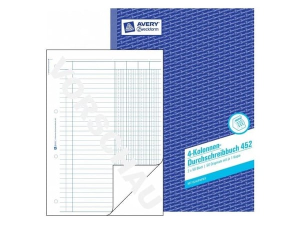 AVERY Zweckform skjemabok "4 kolonne kopibok - for markedet: D - L - A (452)