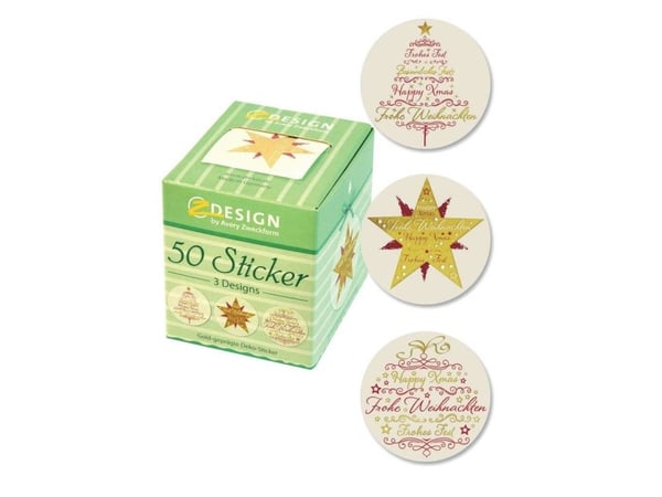 Avery 56825, Folie, Flerfarget, Permanent, Julaften, 3 mm, 38 mm