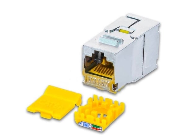 Wirewin WKS JACK KAT6A SLIM 48 ledningskontakt RJ-45 sateng stål - gul (WKS JACK KAT6A SLIM 48)