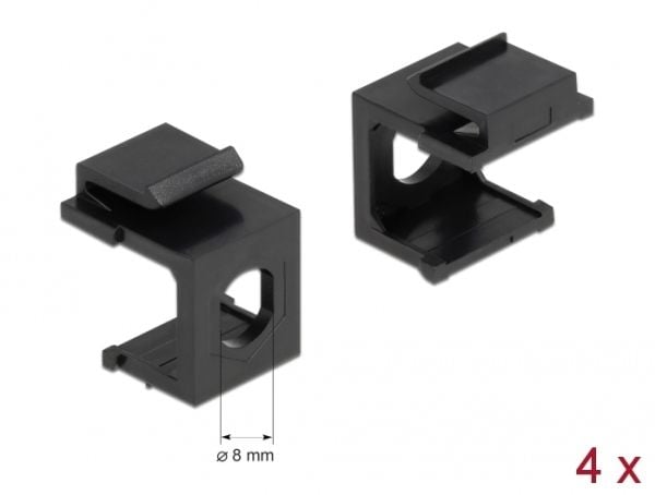 Delock Keystone cover - Modulindlæg (tomt) - sort - 1 portti (pakke med 4)