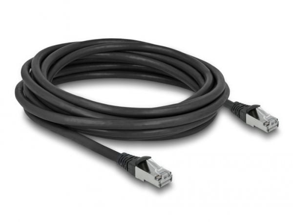 Delock - Koblingskabel - RJ-45 (hann) til RJ-45 (hann) - 5 m - 6 mm - S/FTP - CAT 6a - formstøpt, utendørs, uten hindringer - svart