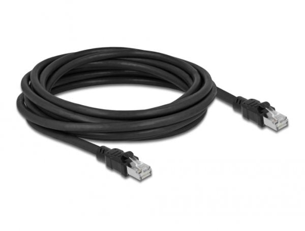 Delock - Koblingskabel - RJ-45 (hann) til RJ-45 (hann) - 5 m - 7.7 mm - foliebelagt uskjermet tvinnet kabelpar (F/UTP) - CAT 6a - halogenfri - svart