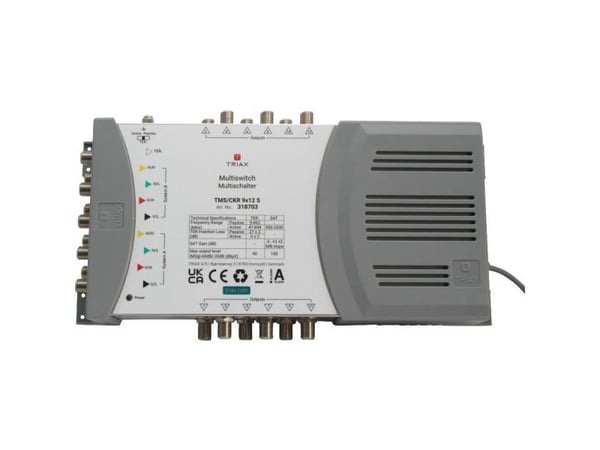 Triax TMS/CKR 9x12 S, 5 innganger, 12 utganger, 5 - 862 MHz, 950 - 2200 MHz, 10 dB, 10 dB