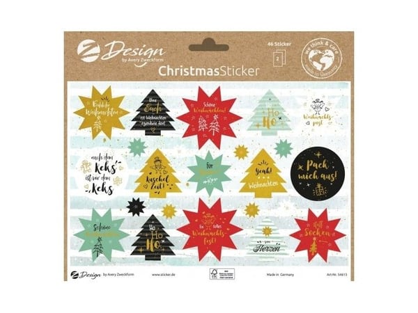 Avery 54613, papper, Multifärg, Christmas pattern, Lösa, papper, Jul