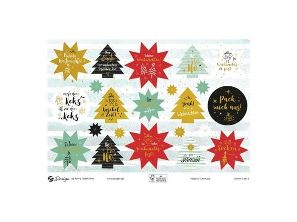 Avery 54613, papper, Multifärg, Christmas pattern, Lösa, papper, Jul