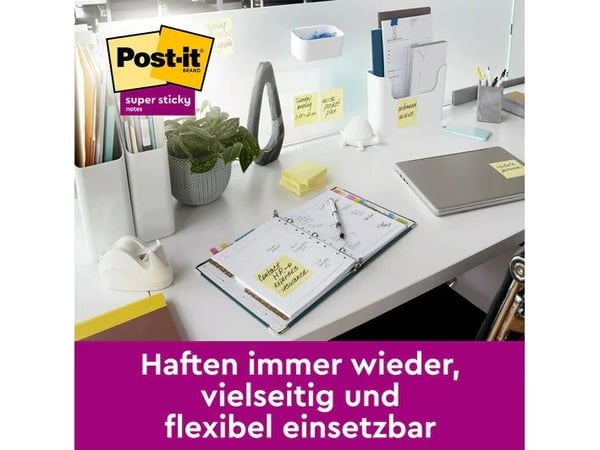 Post-it Super Sticky 655-P16SSCY-EU - Noter - 76 x 127 mm - 1440 ark (16 x 90) - kanarigul