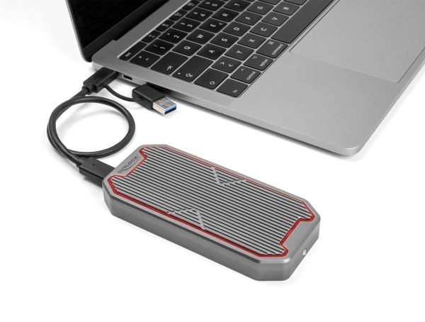 Delock - Drevkabinett - gaming, RGB LED illumination - M.2 - M.2 NVMe Card / PCIe (NVMe) - USB 3.2 (Gen 2x2) - grå