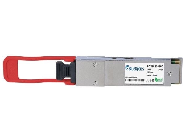 Cisco QSFP-100G-ER4L-S -yhteensopiva BlueOptics© QSFP28-lähetin yhden moodin 100 gigabitin nopeaan tiedonsiirtoon valokuituverkoissa, tukee 100 gig...