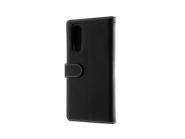 Insmat Exclusive - Lommebok for mobiltelefon - lær, kartong+papir+aluminiumsfolie - svart - for Sony XPERIA 10 V