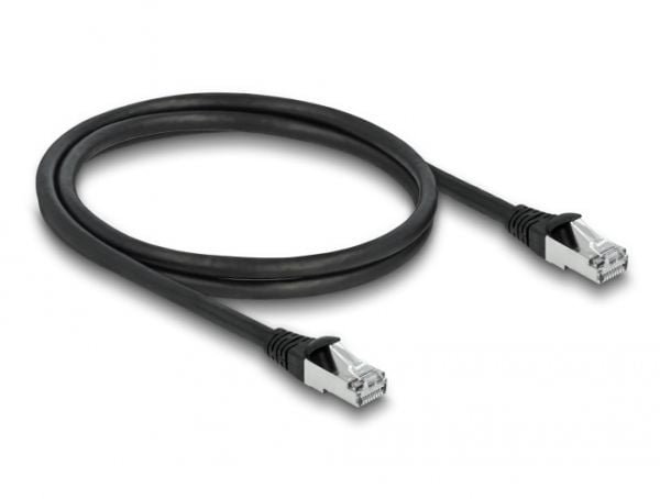Delock - Koblingskabel - RJ-45 (hann) til RJ-45 (hann) - 1 m - 6 mm - S/FTP - CAT 6a - utendørs - svart