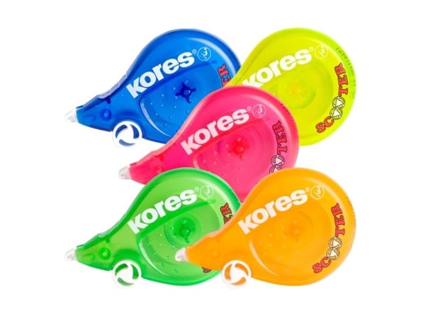 Kores Kertakäyttöinen korjausrulla "SCOOTER - 5-Color", lajiteltu 4,2 mm x 8 m, lajitellut läpikuultavat värit: sininen, - 10 kpl (KR84873)