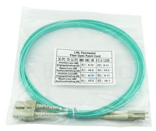 BlueOptics 055702T512000003M-BO, 3 m, LC/APC, OM3, 2x LC, 2x SC