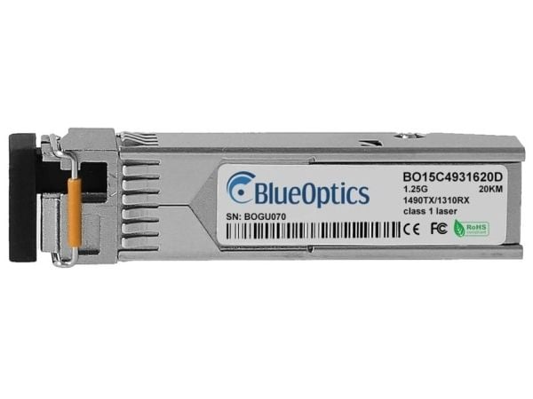 HPE J9142-61101 kompatibel BlueOptics© SFP Bidi-transceiver for enkeltmodus Gigabit høyhastighets dataoverføring i fiberoptiske nettverk, med støtt...