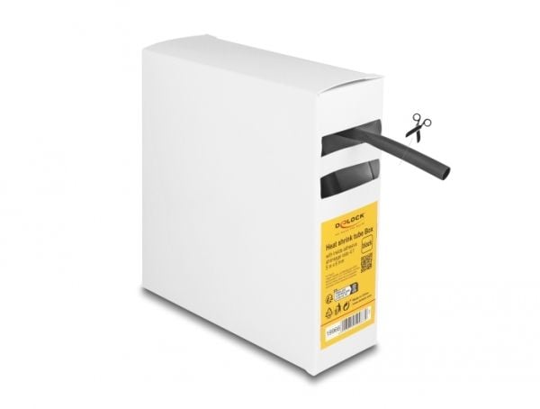 Delock lämpökutisteputkilaatikko, kutistesuhde 4:1, 5 m x 6 mm musta