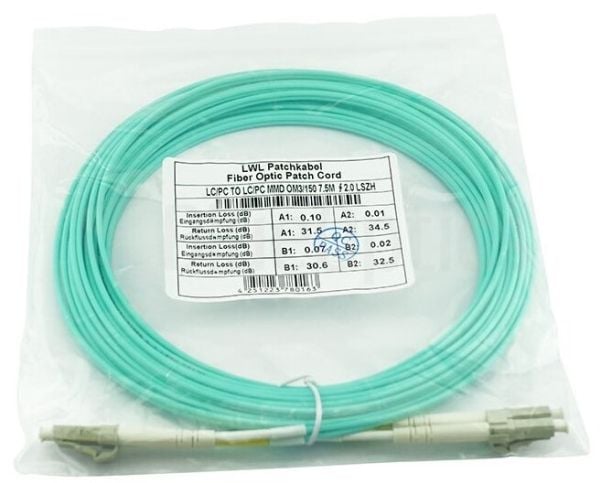 Kompatibel Corning 050502T512000007.5M BlueOptics Dupleks fiberoptisk patchkabel, LC-UPC/LC-UPC beige, 7,5 meter, multimodus, G50/125µm OM3, inngan...